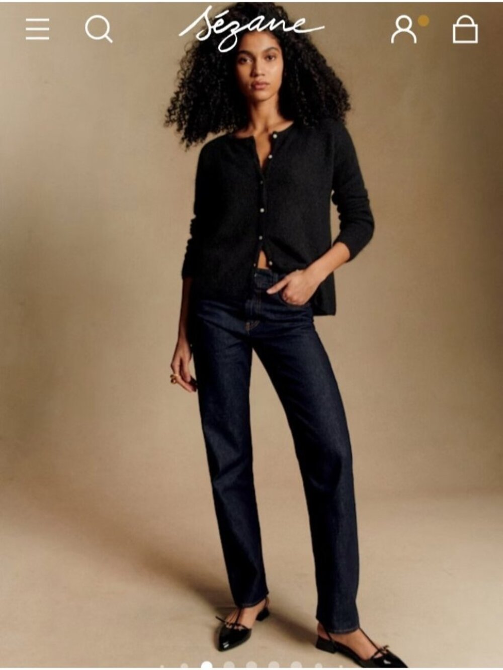 Sezane Rue Saint-Fiacre Black Mohair Alpaca Cardigan Sweater Women's S Soft